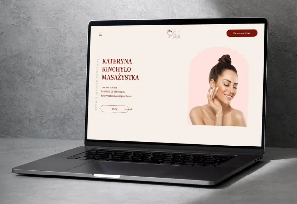 Wizualizacja salon masażu na laptopie